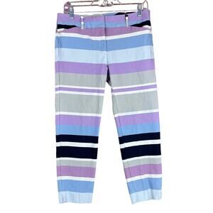 New York & Company Womens Pants Pastel Multicolor Striped Capries Cropped 8